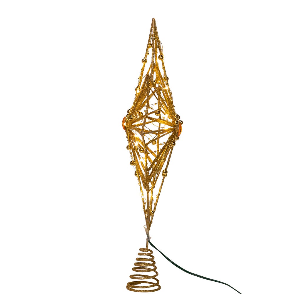 Kurt Adler 15.5-Inch 30-Light Fairy Light Gold Star Tree Top